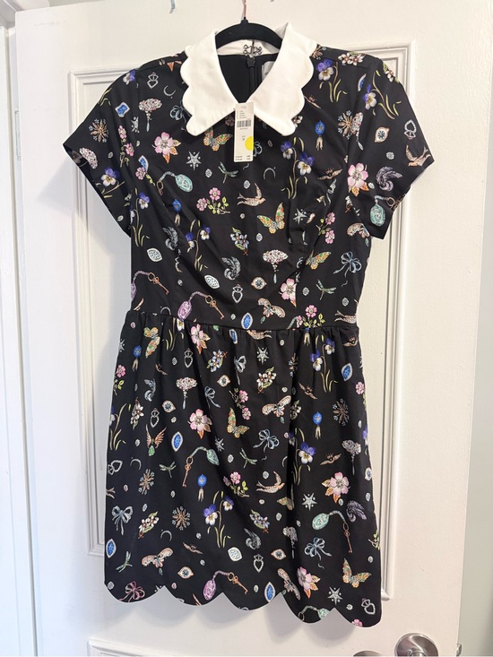 Maeve Dresses & Skirts - Maeve Black Floral & Butterfly Mini Dress with White Peter Pan Collar